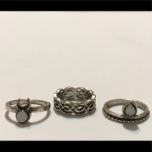 Set of 3 Silver Rings, EUC